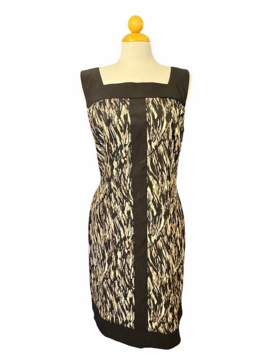 Connected Apparel Dresses & Skirts - connected apparel Black and Cream Patterned Sheath Dress